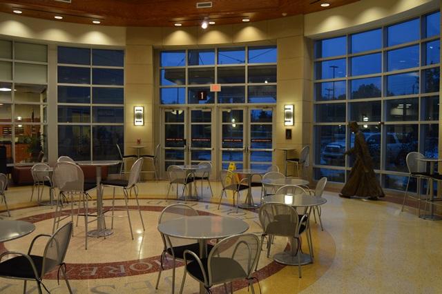 The interior of WJ's Rotunda has been renovated as a place for students to work, eat, and relax. 