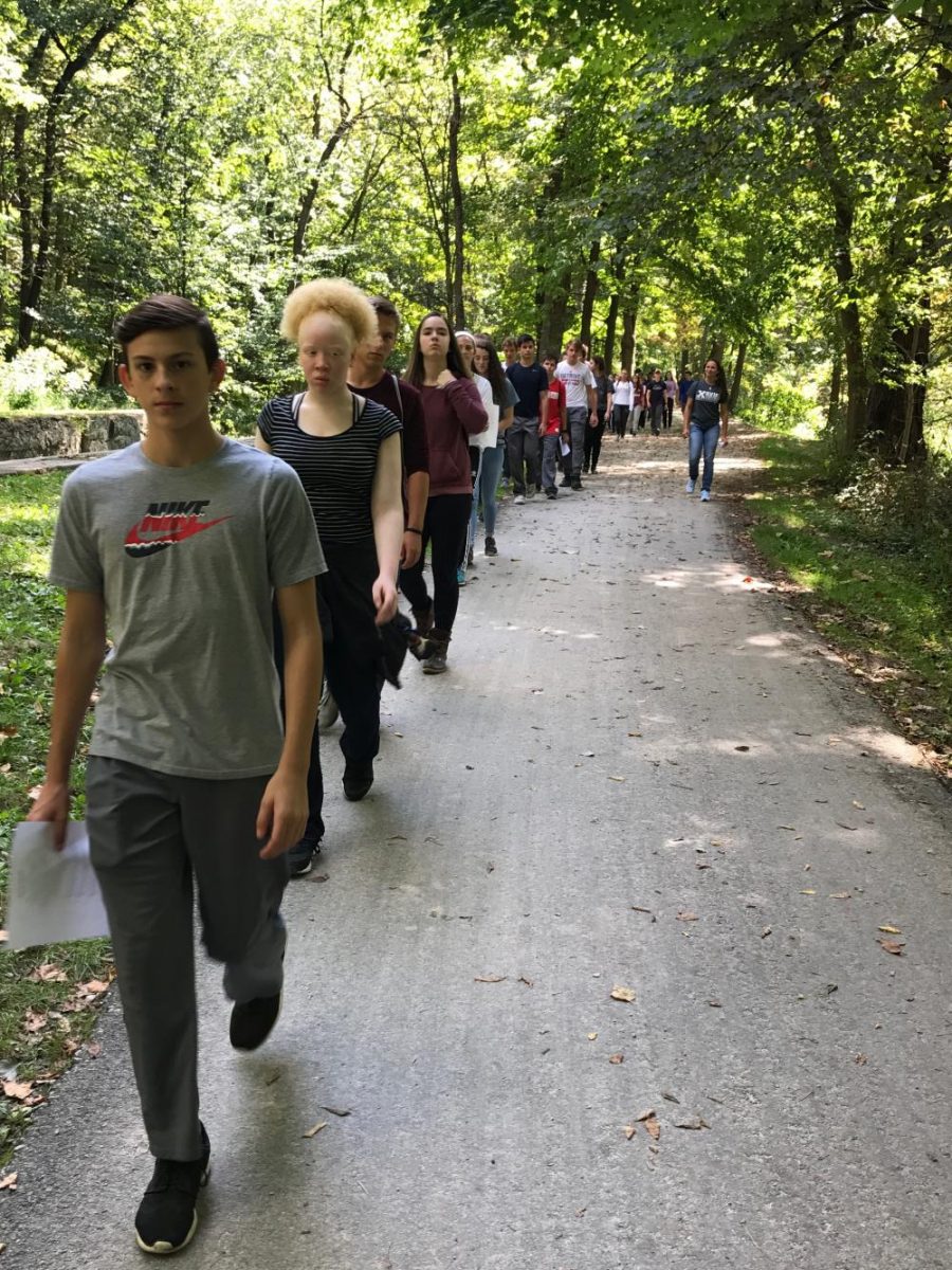 In addition to speaking to group members and leaders, the freshmen hiked silently for a good distance to process the events of day and observe what thoughts and feelings surfaced during this time with God away from school. 