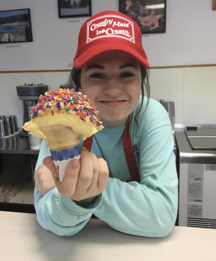 Senior Jackie Ward works at Country Maid, in Richfield, where he is always happy to see friends stop in for a frozen treat. 