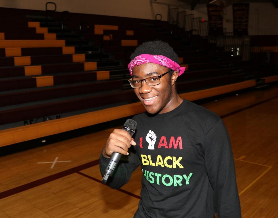 Dazzling the audience at this years Black History Month assembly, senior Oscar Okechukwu performed a cover of Tupacs California Love. 