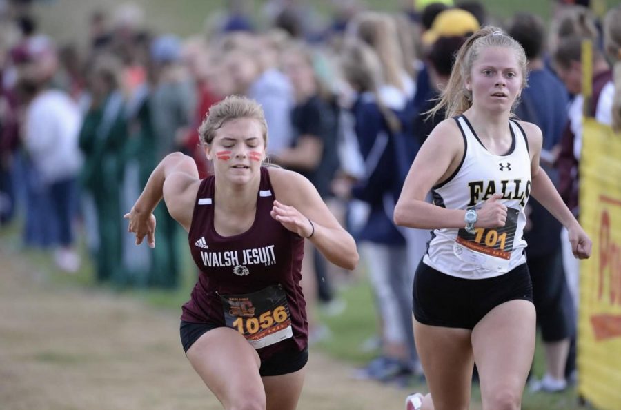 Junior Evie Sutkus sprints to the line during the Walsh Jesuit Pat Ritchie Invitational. 