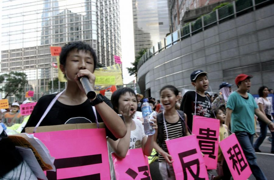 Protesters on Hong Kong voice out against concerns that China will reduce their powers of self rule. 