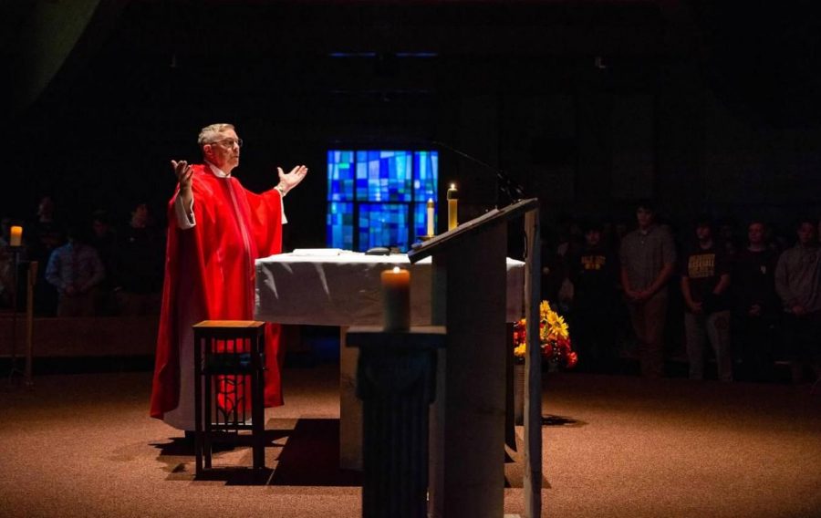 Fr. Petkash presides at the Mass of the North American Martyrs on October 18. 