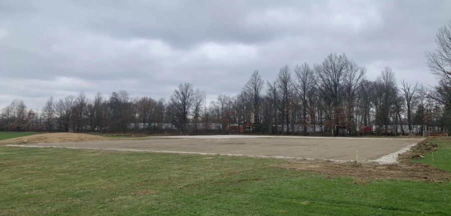 The Construction site of the new tennis court area in the northeast corner of campus near sophomore lot. 