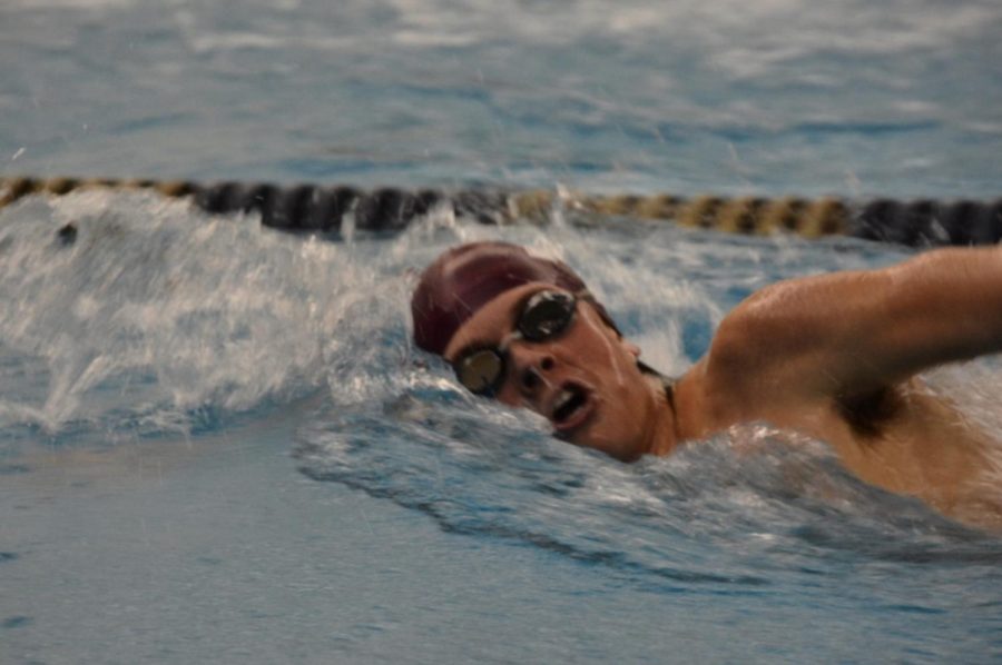 Liam Gilson ’23 swimming against Hoban and CVCA at the University of Akron on December 8, 2022. 